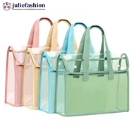 JULIEFASHION PVC Thickened Transparent Handbag Colorful Storage Bag Capacity Waterproof Portable Fil