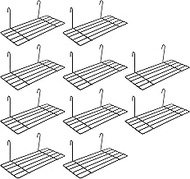 Yaegoo Grid Wall Shelves, 9.8" L x 3.9" D Wire Straight Shelf with Hooks, Hanging Shelf for Wall Gri