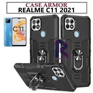 case armor realme c11 2021 cincin magnetic kesing hp protect kamera - hitam