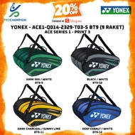 New! Yonex BT9 ACE 1 2329 Q014 BT9 T03 Print 3 Badminton Racket Bag