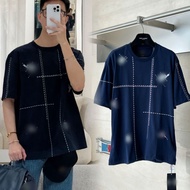 U9HD F'D'D. Short Sleeve 26 Summer Contrast Color FF Embroidered Plaid Patch Loose Short Sleeve T-Sh
