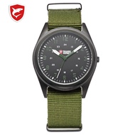 Allwin High Quality IP Black Face Army Green Word Army Green Strap Quartz Watch
