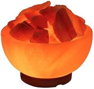 Genconnect Premium Himalayan Salt Lamp Treasure Bowl Design, Treasure Bowl Ingot Salt Lamp 100% Authentic from Pakistan, Coming with Dimmer Switch and 2 Bulbs (Pink Round Bowl with Treasure Chunk)