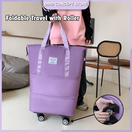 Waterproof Large Capacity Travel Trip Luggage Roller Wheel Bag Foldable Expandable Fitness Beg Makan