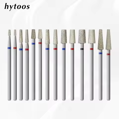 HYTOOS Tapered Cuticle Clean Nail Drill Bits Russian Diamond Nail Bit Professional Safety Dead Skin 