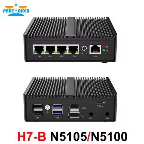 Fanless Mini PC Intel Celeron N5105 N6000 J6412 J4125 Soft Router 4 x i226 2.5G LAN HD DP pfSense Fi