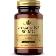 Vitamin B6 50 mg - 100 Tablet - Bukan GMO, Vegan, Gluten, Tenusu, Kosher - 100 Hidangan