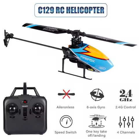 FIREFOX C129 4CH 6-axis Gyro Mini RC Helicopter Toys Gift for Adult Kids VS C119 / V911S Upgrade Ver