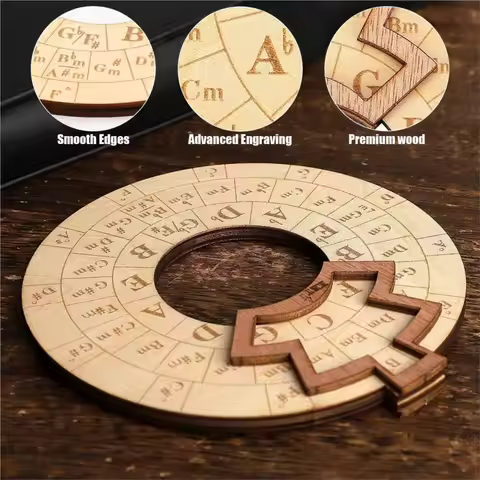 Wooden Melody Tool Round Circle of Fifths Wheel Melody Chord Tool Music Transpose Accessories For Mu