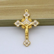 Baptism Gift Catholic - 2pc Jesus Cross Pendant, Religious Jewelry Charms Crucifix