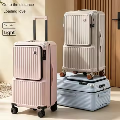24-30 Inch Front-opening Multifunctional Suitcase with Laptop Compartment 20 Inch Carry-on Luggage E