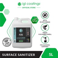IGL Coatings Ecoclean Pure Multipurpose All Surface Sanitizer Sanitiser 75% Alcohol Disinfectant Spray (5L)
