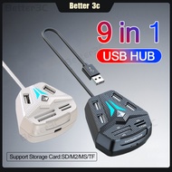 Multi-interface Expansion 9 in 1 USB HUB Plug and Play USB2.0 High-Speed Data Transmission USB Split