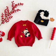 Girls Fashion Sweater 2025 New Style Thickened Children Korean Version Western Style Core-spun Yarn 
