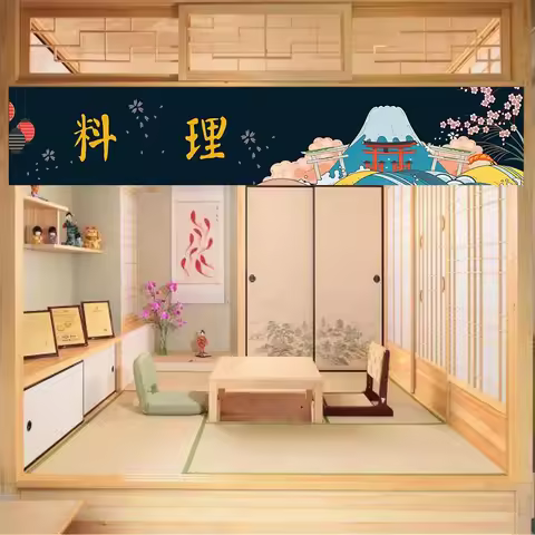 Japanese Horizontal Doorway Curtain Restaurant Kitchen Partition Curtain Japanese Cuisine Sushi Rest