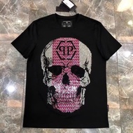 Women's fashion short-sleeved T-shirt with Super sharp Purple Stone Skull - freesize T-shirt for men