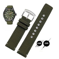 20mm.nylon + Leather Bottom For Citizen Aw5005 Timex Green Casual Waterproof Sports Tali Jam Kanvas 