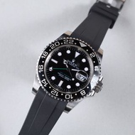 Rolex 針扣款- 20MM - 勞力士代用膠錶帶 - Tang Buckle Series Vulcanized Silicon Rubber Strap - 黑色 Black Rolex 針扣款