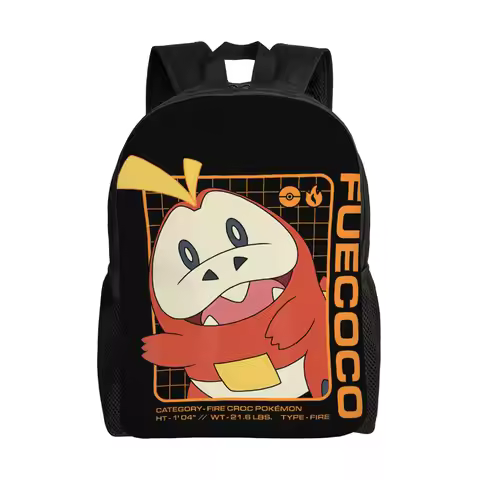 Pokemon backpacks Fuecoco Stats Daypack mochila Journey Retro Washable Rucksack