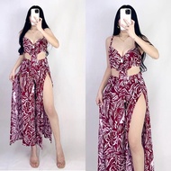 Swimwear Summer Beach Outfit Aloha Printed Style Bark Crepe Fabric