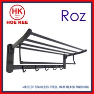 ROZ 8008-B MOVEABLE TOWEL RACK S/S MATT BLACK