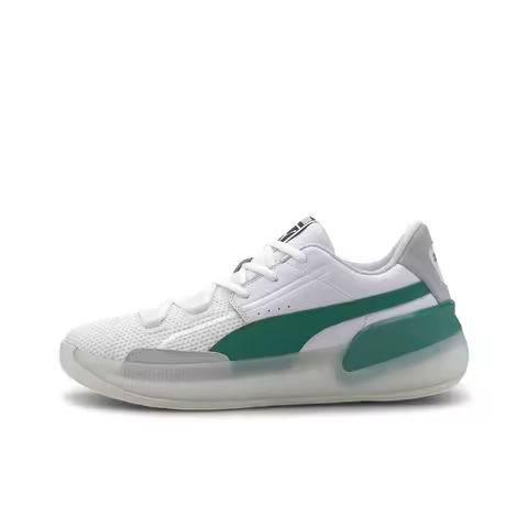 PUMA Clyde Hardwood Fabric Low top Basketball Shoes Unisex White Green 193663-02