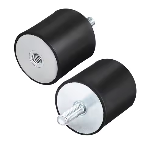 uxcell M10 Thread Male Female Rubber Mounts,Vibration Isolators,50mm x 50mm Black