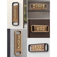 Acrylic horizontal gold 3D digital signage apartment residential Hdb Unit Number Door Number Signage