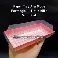 Paper Tray A la Mode Rectangle Size M + Mica Lid | Hotdog Box Brownies Bread Snack Pastry Dry Cake M