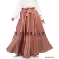 Rok Panjang Wanita Payung Mayung Flare Lebar Satin Velvet  Umbrella Skirt  Milo  Gratis Potong