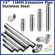304 Stainless Steel Extension 1/2” Threaded Pipe/Stainless Steel Pipe 1/2” 15MM