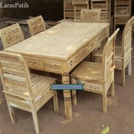 Meja makan kartini kursi 6 kayu jati mentahan ukir Jepara Jepara Mebel