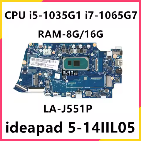 FLMS0 LA-J551P For Lenovo ideapad 5-14IIL05 Laptop Motherboard With i5-1035G1 i7-1065G7 CPU 8G 16G R
