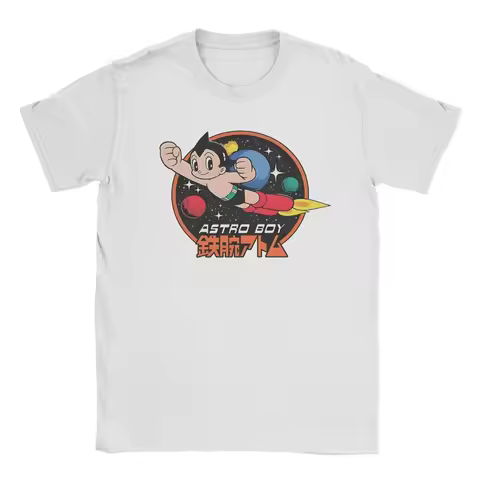 Astro Boy T-Shirts Men Vintage Cotton Tee Shirt Crew Neck Short Sleeve T Shirt Clothes Breathable Co