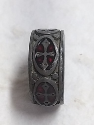 英國 Alchemy Gothic「普金十字架」復古白鑞戒指（型號：R60） [1.1, 1.3]（女裝）