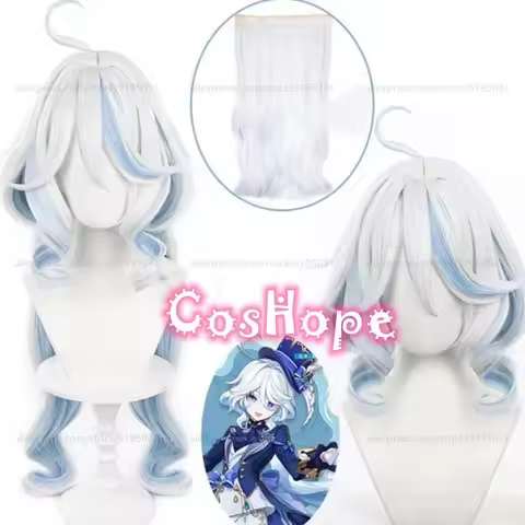 Focalors Cosplay Wig Furina Wig Short Long Silver White Blue Wig Cosplay Anime Cosplay Wigs Heat Res