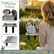 TEAMY Angel Tombstone Plaque, Grey Human Memorial Garden Angel Statue, Graceful Commemorative Design