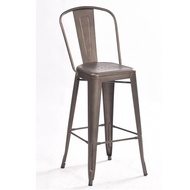 Bar Chair loft loft Industrial Backrest Bar Stool Bar Chair Elm Iron Stool High Feet Iron Art H6T2