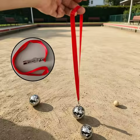 Red lanyard magnetic ball pickup, suitable for bocce, outdoor use