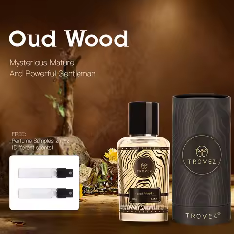 TROVEZ Oud Wood Eau De Parfum 100ml Perfume Rich Wood Tone Perfume for Autumn and Winter Body Spray 