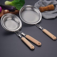 honeybee1 Wooden Handle Stainless Steel Colander Pasta Noodle Strainer Skimmer Spoon Oil Pot Food Fi