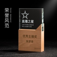 Crystal Trophy Medal Colorful Beech Wooden Solid Wood Base Lettering Award Competition Trophy Crafts