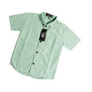 HIJAU KEMEJA (CHILDREN'S SHIRT) PLAIN BOYS' SHORT-SLEEVED SHIRT IN SAGE GREEN AGE 1 - 14 YEARS KEMEJ