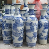 Floor Vase Jingdezhen Blue and White Porcelain Ceramic Vase Qingming River Map Hotel Living Room Chinese Style Decoratio