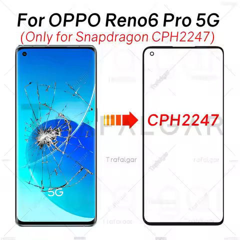 Front Screen Glass For OPPO Reno6 Pro 5G Snapdragon CPH2247 Outer Glass Lens+OCA Optically Clear Adh