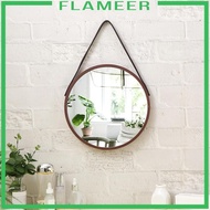 [Flameer] Hanging Mirror Wall Mount Ornament Circle Mirror Wood Framed Art Handicraft for