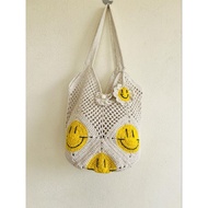 Thailand North Qinglai Handmade/Crochet Smile Side Shoulder Knitting Bag+With Charm About 33-34cm