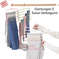 GANTUNGAN Multipurpose 5-tier Hanger Hanger Hijab Tie 5-level Clothes Towel Hanger