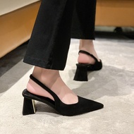 HOT★2023ใหม่รองเท้ารัดส้นรองเท้าส้นตึกสำหรับผู้หญิงรองเท้า Comfort มีสายรัดส้นสำหรับสาวออฟฟิศหรูหรารองเท้าส้นสูงหุ้มส้นฤดูร้อน