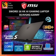 MSI Gaming Laptop Sword 16 HX B14VGKG-620MY AI (i9-14900HX/16GB/1TB SSD/RTX 4070 8GB/16" QHD+ 240Hz/